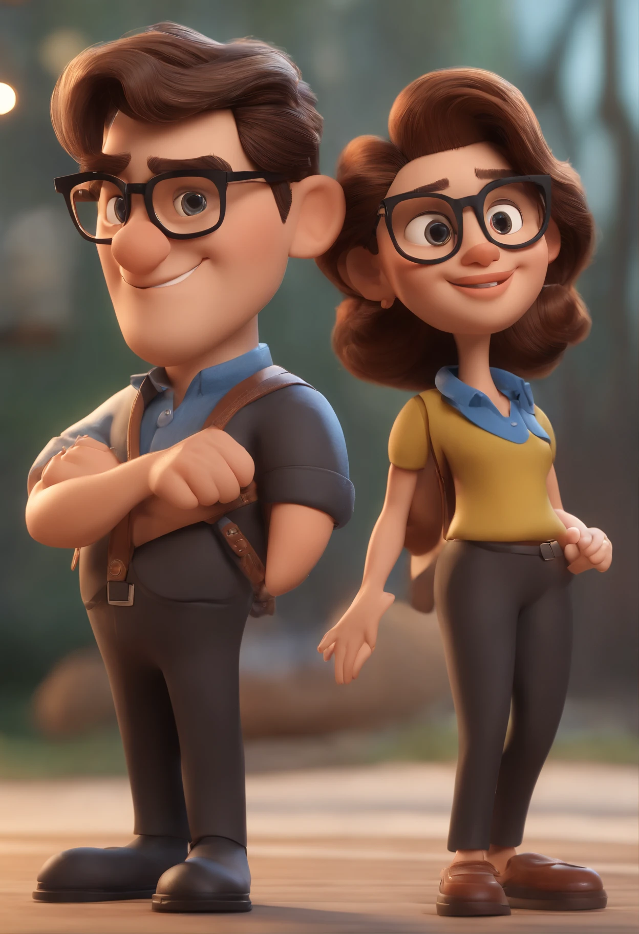 Cartoon character of a man wearing black glasses and a blue shirt, um personagem animado, Caractere estilizado, animation style rendering, 3D estilizado, Arnold Maya render, 3 d render stylized, toon render keyshot, Personagem 3D, Personagem 3D, 3d rendering stylized, 3 d character render, personagem de desenho animado, Personagem de close up, Pose de personagem, (Estilo Pixar) (master part:1.2) (Bokeh) (best quality) (pele detalhada) (textura detalhada) (8k) (argila) (Cinematic lighting) (foco nítido,Senta e vaza a parte superior do corpo