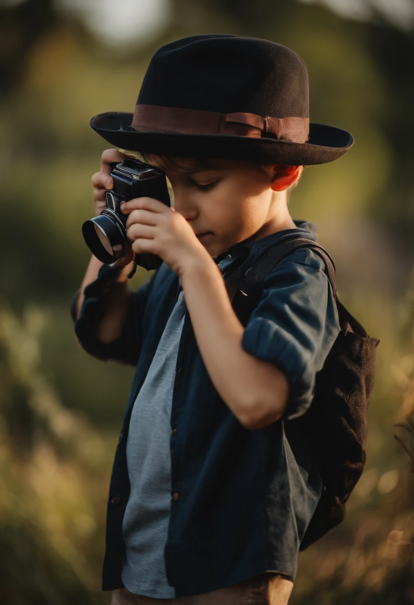 A brunette boy with social hair holding a camera in a blue polo shirt and several people in the background congratulating my work