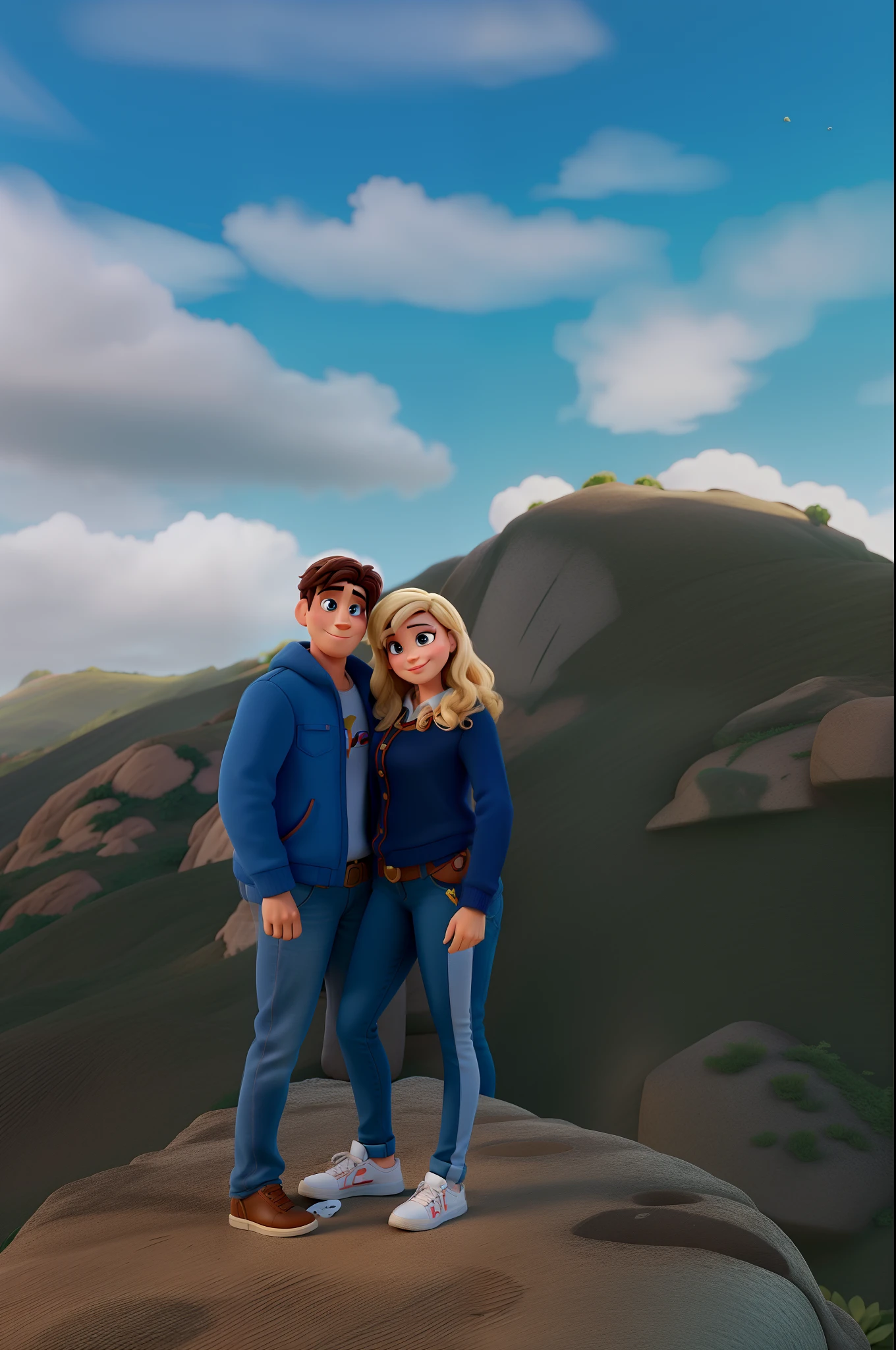 casal homem e mulher no estilo Disney Pixar, alta qualidade, melhor qualidade
