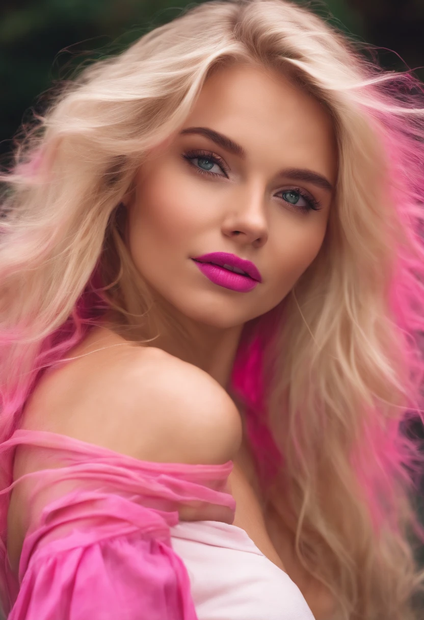 blonde girl with pink skin shaking her ass