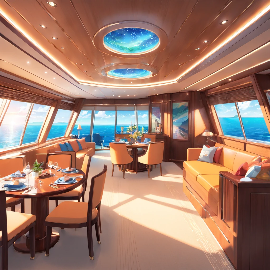 Interior of a luxury megayacht