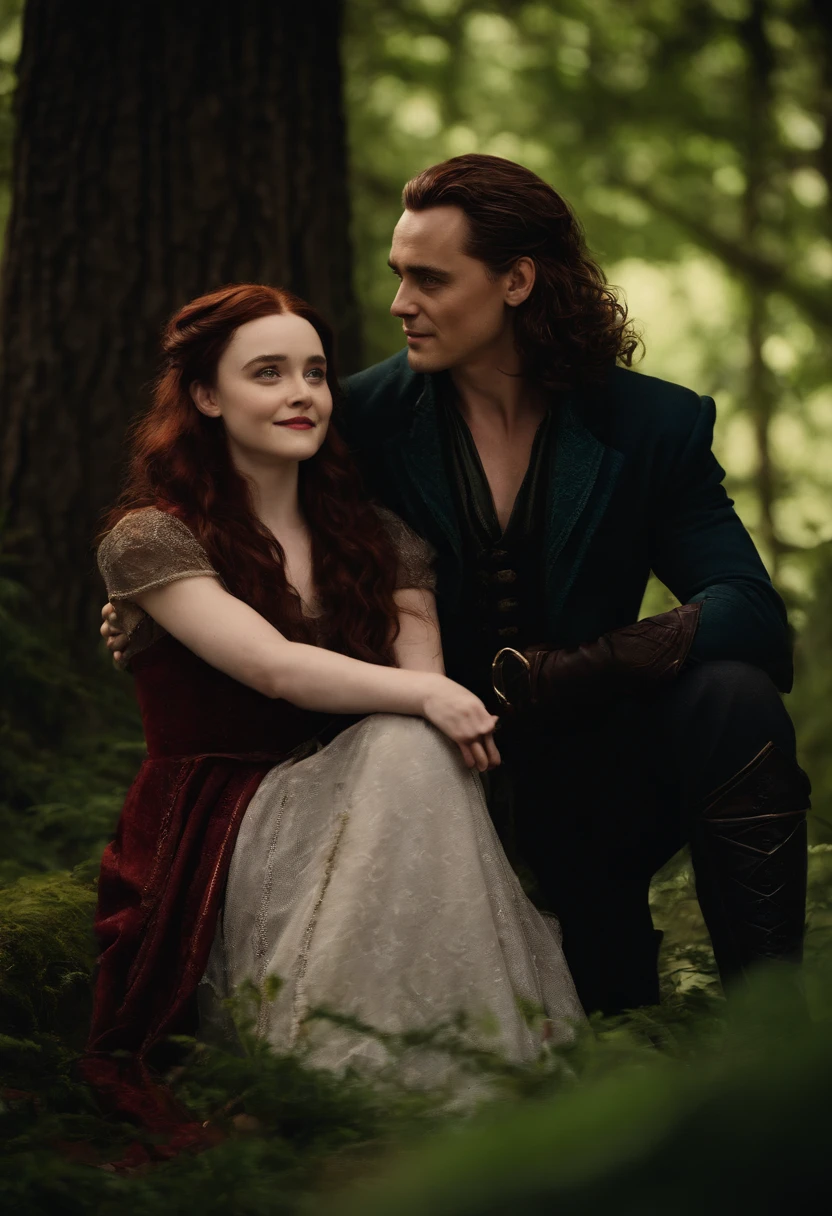 Photo de Madison Davenport et de Loki Laufeyson.  Madison Davenport (alias Amaru/Kate Fuller). She is petite with dark red dyed hair. She's a powerful witch. Loki Laufeyson. Il est grand avec de longs cheveux bruns, c'est le dieu de la malice.