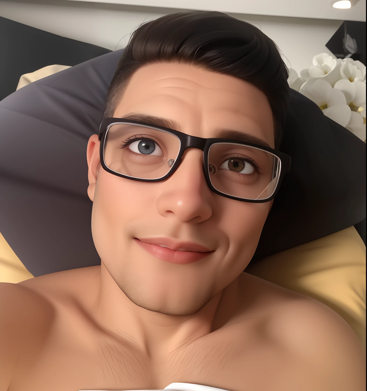 Um garoto de 17 anos tirando selfie, Rosto realista, 8k