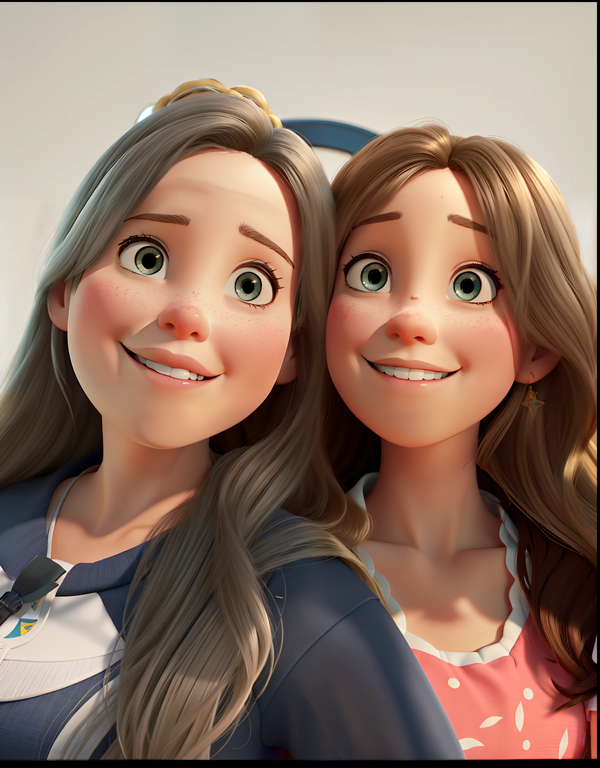 mother and daughter  (White girl and white woman) no estilo Disney Pixar, alta qualidade, melhor qualidade.