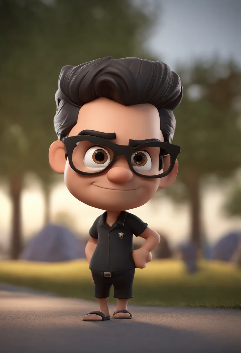 Cartoon character of a man with black glasses and a black polo shirt, cabelo liso, With beard and old school tattoo on his arm, animation character, Caractere estilizado, animation style rendering, 3D estilizado, Arnold Maya render, 3 d render stylized, toon render keyshot, Personagem 3D, Personagem 3D, 3d rendering stylized, 3 d character render, personagem de desenho animado, Personagem de close up, Pose de personagem,  (Estilo Pixar) (master part:1.2) (Bokeh) (best quality) (pele detalhada) (textura detalhada) (8k) (argila) (Cinematic lighting) (foco nítido