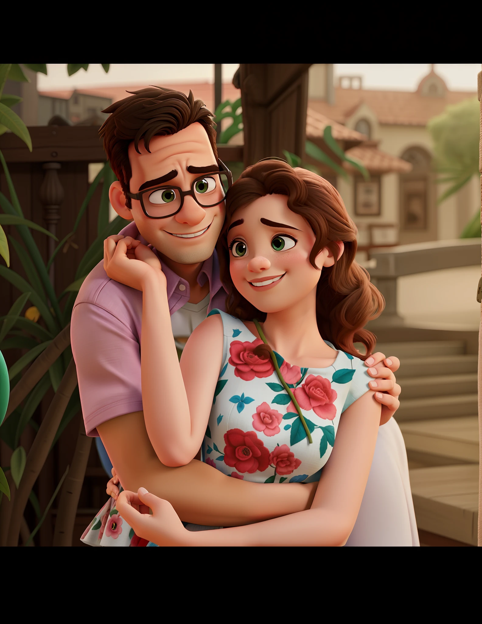 romantic couple, igual aos filmes Disney Pixar