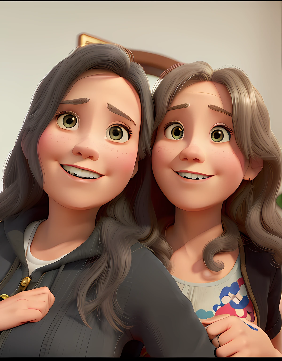 daughter and mother (25-year-old white girl and 50-year-old white woman) no estilo Disney Pixar, alta qualidade, melhor qualidade.