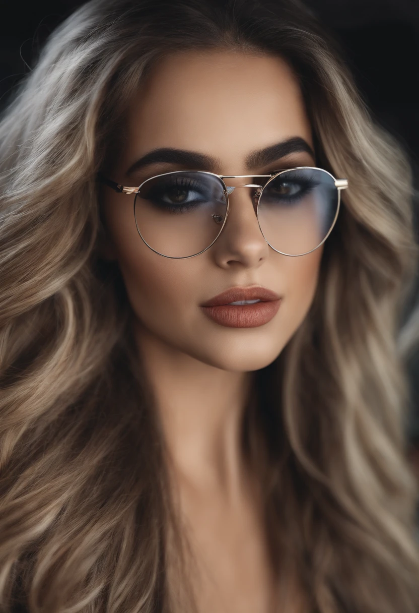 Terapeuta da Fala morena a sorrir de bata vestida, with long hair and glasses