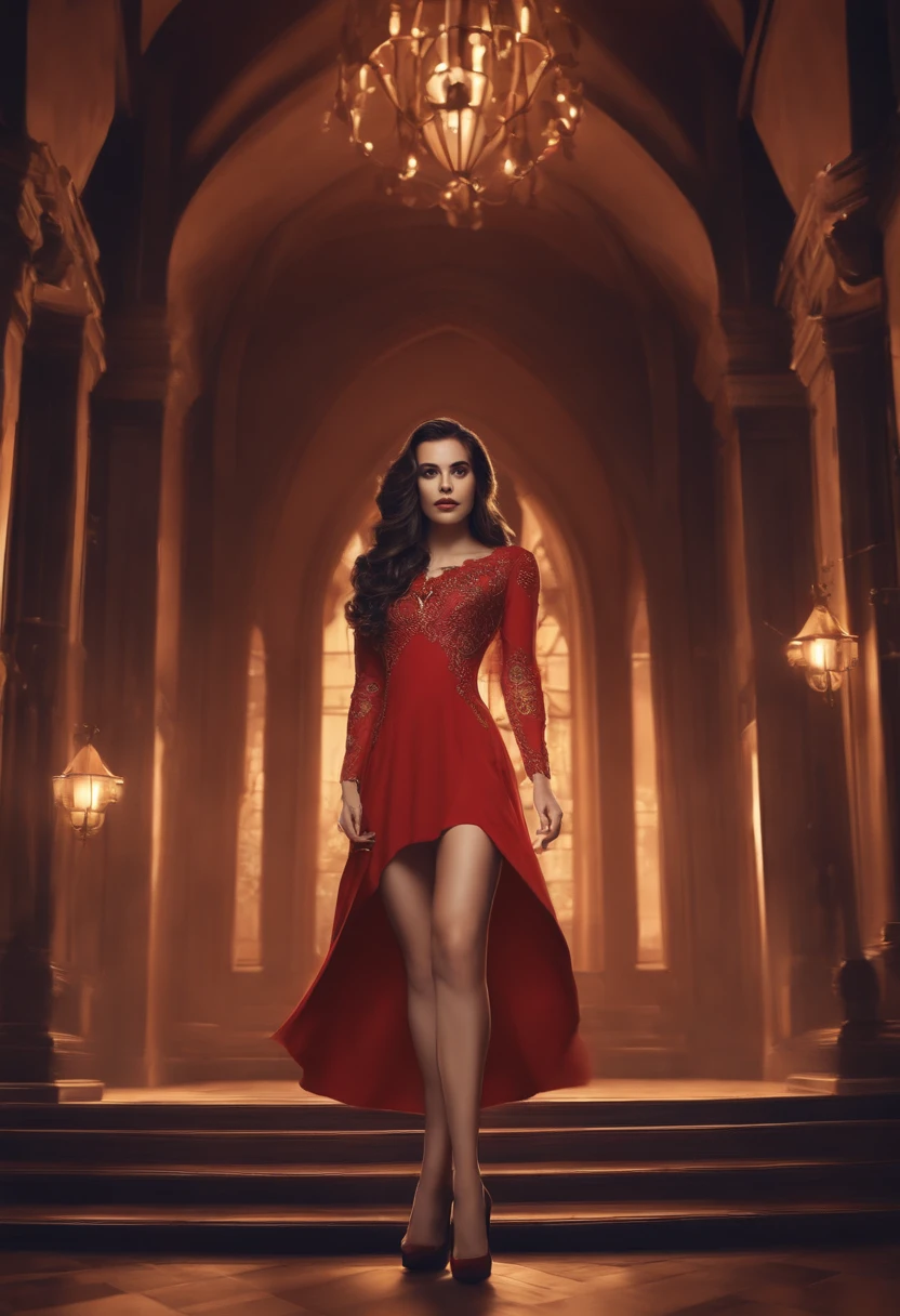 There's a y  girl standing in a spooky castle, Personagem Vandinha da Disney  imagem de corpo inteiro, corpo inteiro menina bonito, roupa preta, cute face with arms and legs, Em um estilo de dia das bruxas, personagem Vandinha na Disney pixels corpo inteiro com traje, corpo inteiro!!, foto da roupa, vestindo roupas preta e branca. dia das bruxas