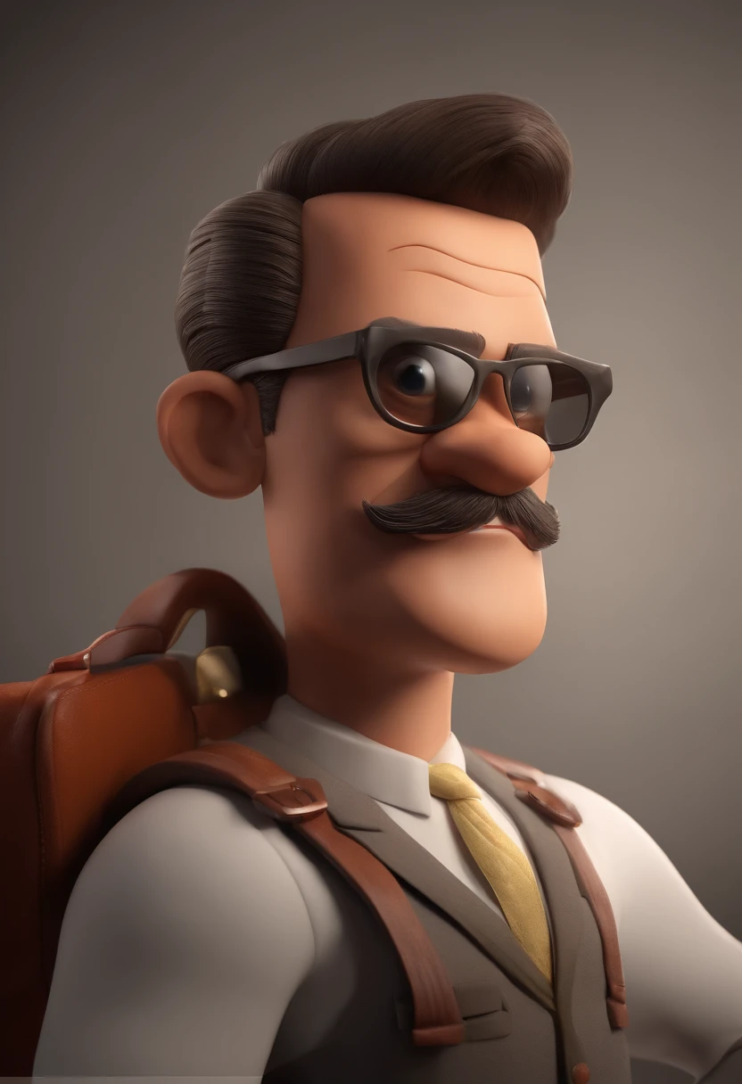 Cartoon character of a man with black round glasses, com barba preta,e uma camiseta preta, animation character, Caractere estilizado, animation style rendering, 3D estilizado, Arnold Maya render, 3 d render stylized, toon render keyshot, Personagem 3D, Personagem 3D, 3d rendering stylized, 3 d character render, personagem de desenho animado, Personagem de close up, Pose de personagem, (Estilo Pixar) (master part:1.2) (Bokeh) (best quality) (pele detalhada) (textura detalhada) (8k) (argila) (Cinematic lighting) (foco nítido