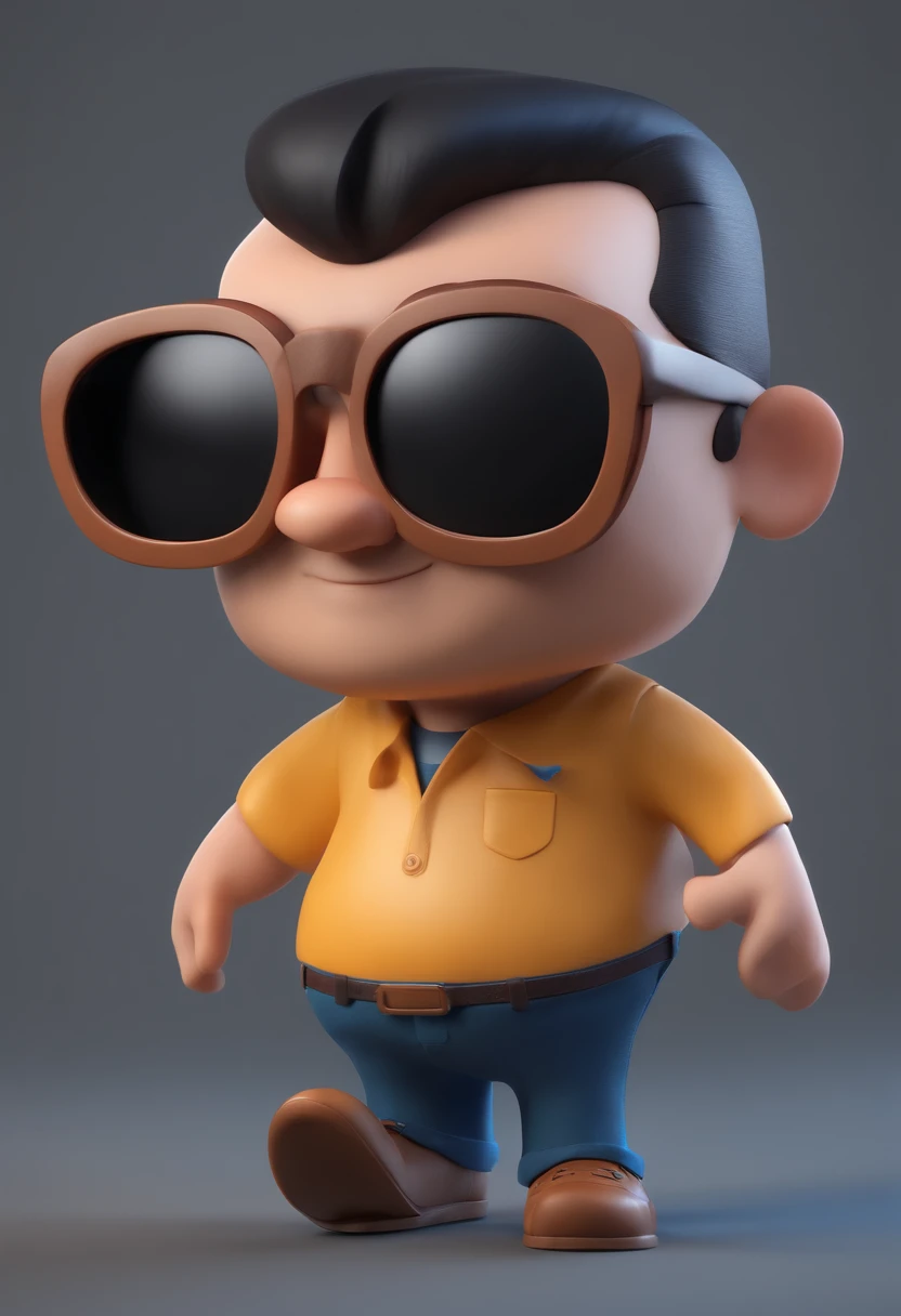 Cartoon character of a man with black glasses and a blue shirt, animation character, Caractere estilizado, animation style rendering, 3D estilizado, Arnold Maya render, 3 d render stylized, toon render keyshot, Personagem 3D, Personagem 3D, 3d rendering stylized, 3 d character render, personagem de desenho animado, Personagem de close up, Pose de personagem,  (Estilo Pixar) (master part:1.2) (Bokeh) (best quality) (pele detalhada) (textura detalhada) (8k) (argila) (Cinematic lighting) (foco nítido