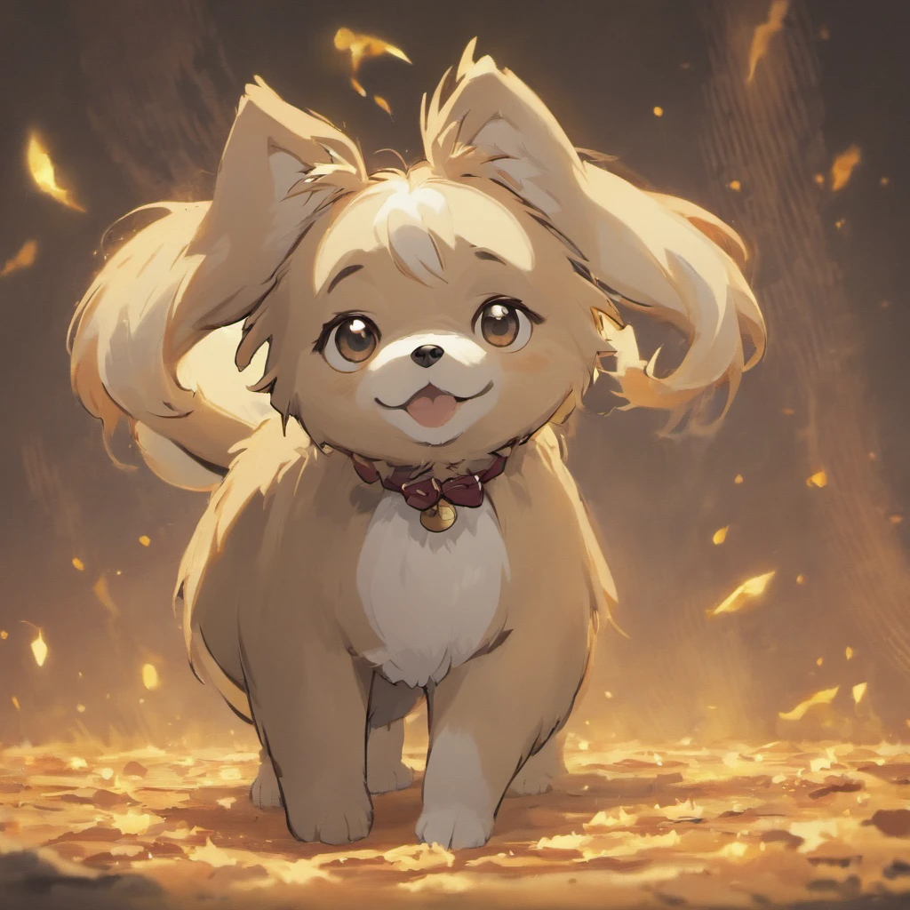 Um cachorro shitzu cor preto, com as patas branca, deitado numa caminha de cachorro no estilo poster pixar disney
