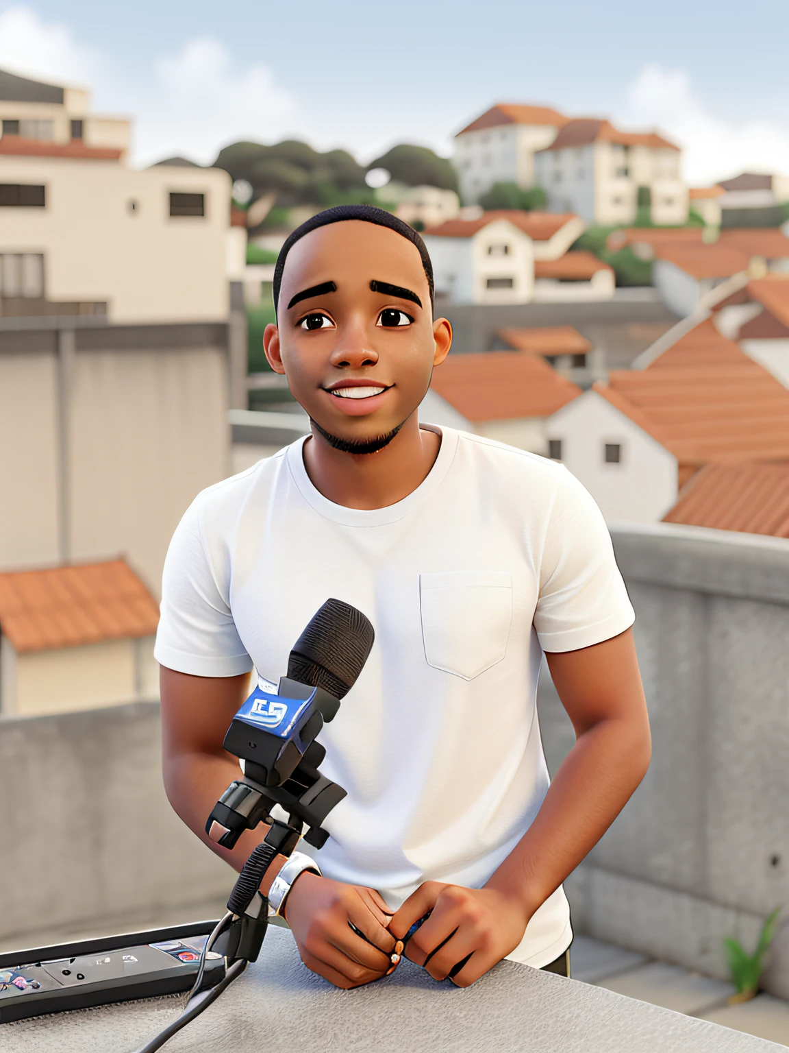 jovem negro apresentador de podcast