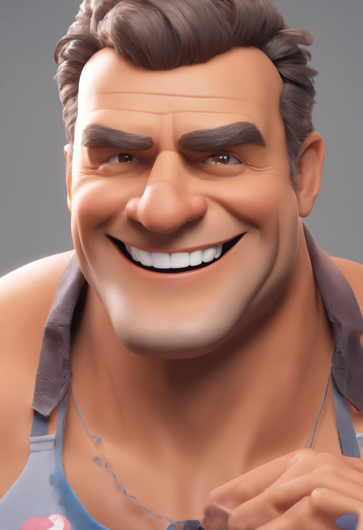 Smiling Man Illustration, sorriso insano, Homem de pele marrom com um sorriso gigante, happily smiling at the camera, sorriso atrevido, he's smiling, sorriso muito grande, Macho sorridente, foto de perfil headshot, rindo sorriso enorme, desenhando no estilo de Arte 3D, c4d, fundo de cor branco puro, estilo disney, estilo pixar render ilustracao Super Detalhe, 8k