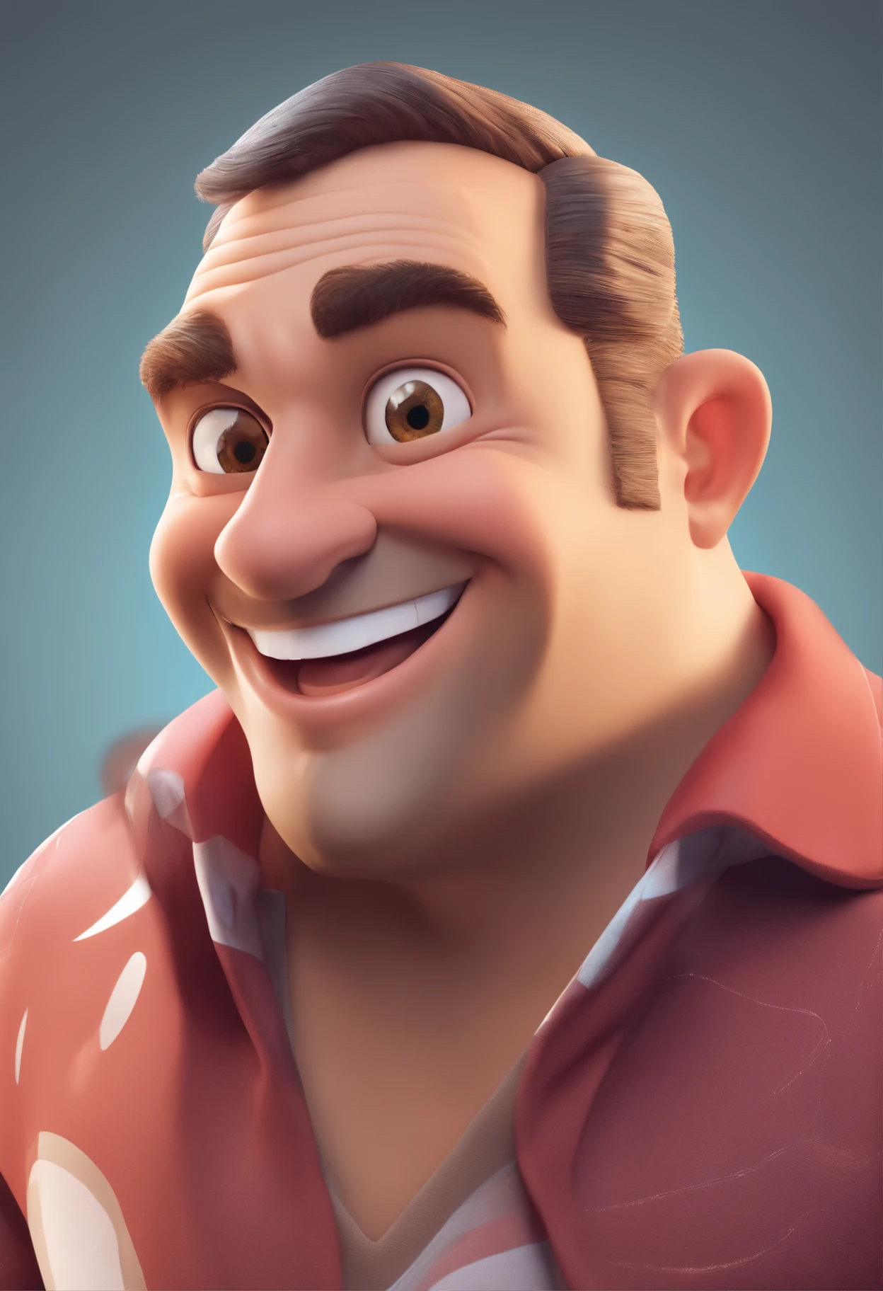 Smiling Man Illustration, sorriso insano, Homem de pele marrom com um sorriso gigante, happily smiling at the camera, sorriso atrevido, he's smiling, sorriso muito grande, Macho sorridente, foto de perfil headshot, rindo sorriso enorme, desenhando no estilo de Arte 3D, c4d, fundo de cor branco puro, estilo disney, estilo pixar render ilustracao Super Detalhe, 8k