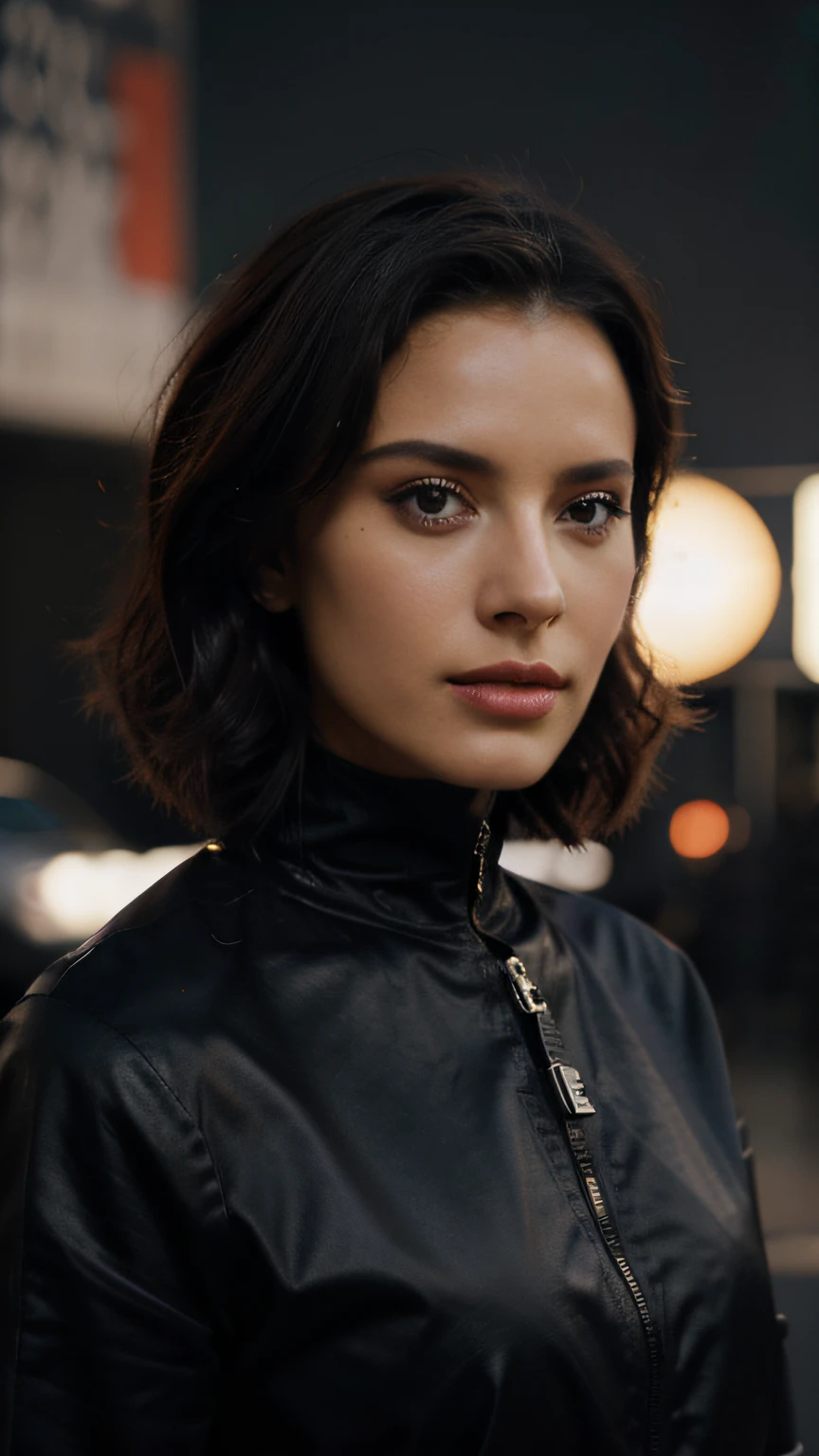 Femme de teint noir avec des cheveux boucles devant un mur, Portrait cinématographique réaliste, Rendu portrait 8k, Éclairage réaliste du visage, Ultraréaliste 8K, Style africain hyperréaliste, Portrait doux photographié 8 K, 8 k art numérique réaliste, Style cyberpunk ， Hyperréaliste, Art numérique réaliste 4K, Art numérique réaliste 4 K