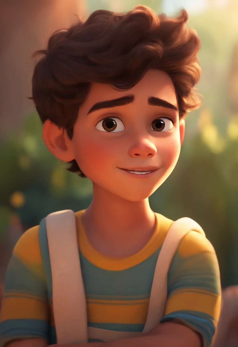 Image of a boy for a story in a YouTube video in Pixar format, He's the allabester, He's the class leader, He's outgoing, Playful and gets up for a lot of things