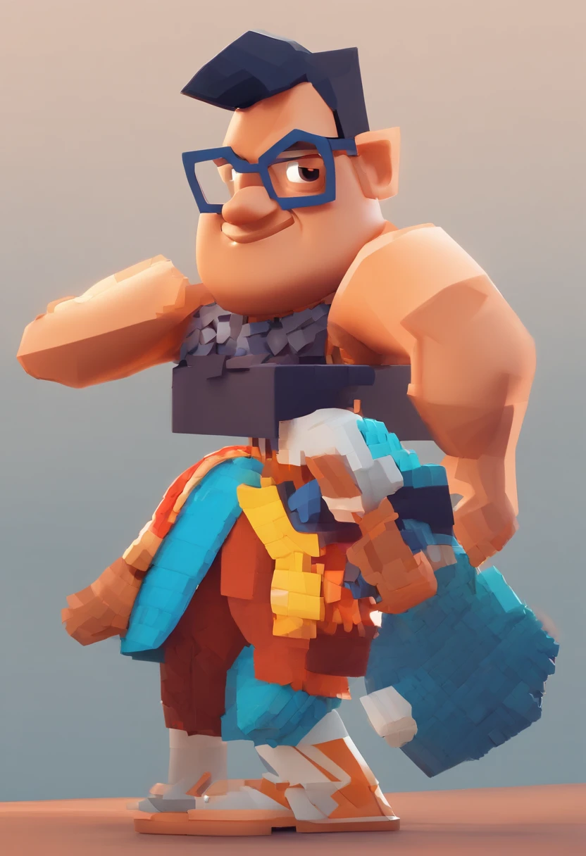 Cartoon character of a man with black glasses and a blue shirt, animation character, Caractere estilizado, animation style rendering, 3D estilizado, Arnold Maya render, 3 d render stylized, toon render keyshot, Personagem 3D, Personagem 3D, 3d rendering stylized, 3 d character render, personagem de desenho animado, Personagem de close up, Pose de personagem,  (Estilo Pixar) (master part:1.2) (Bokeh) (best quality) (pele detalhada) (textura detalhada) (8k) (argila) (Cinematic lighting) (foco nítido