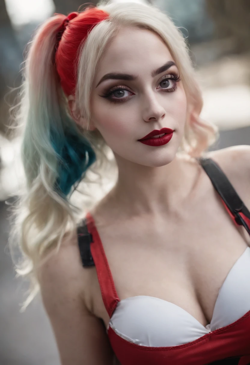 Harley Quinn、Full view of the buttocks、Enormes piernas hermosas、Tetas colosales,Apertura de piernas、Pelo pubick、Debajo del cabello、cabello、babeo、apretar los senos