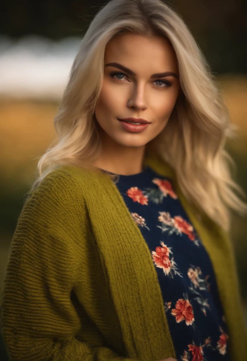 Portrait of a model woman with blonde hair in a hot designer sweater, no estilo de roupas de marca, With the shirt in sight, Panasonic GH5, happy expressions, imagem discreta, Sharp texture - Image #2 @SlengSleng