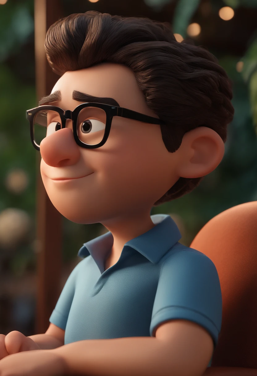 Cartoon character of a man with black glasses and a blue shirt, animation character, Caractere estilizado, animation style rendering, 3D estilizado, Arnold Maya render, 3 d render stylized, toon render keyshot, Personagem 3D, Personagem 3D, 3d rendering stylized, 3 d character render, personagem de desenho animado, Personagem de close up, Pose de personagem, (Estilo Pixar) (master part:1.2) (Bokeh) (best quality) (pele detalhada) (textura detalhada) (8k) (argila) (Cinematic lighting) (foco nítido