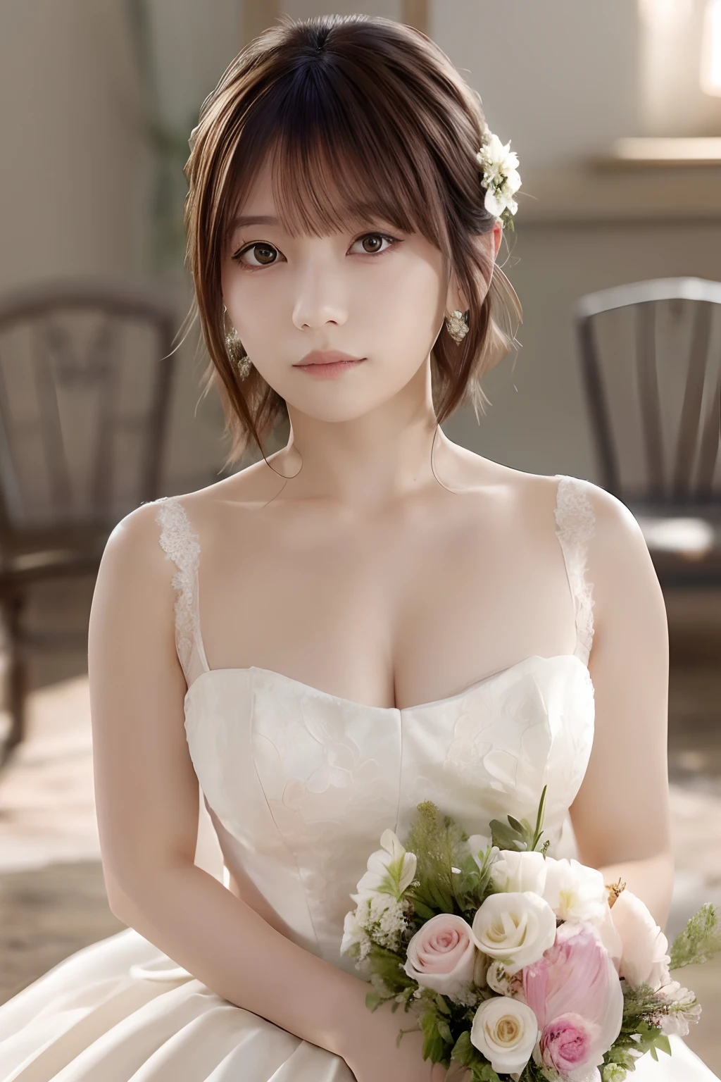 silber hair blue eyess Short hair White lace dress Walk through the Old Town with a parasol masterpiece Top image quality Clear cinematic shadow Increased attractiveness of the eyes Clear the shine of the eyes Draw eyelashes neatly Perfect Eye A detailed eye Sharpen image quality Sharpen eye writing Clear eye shape