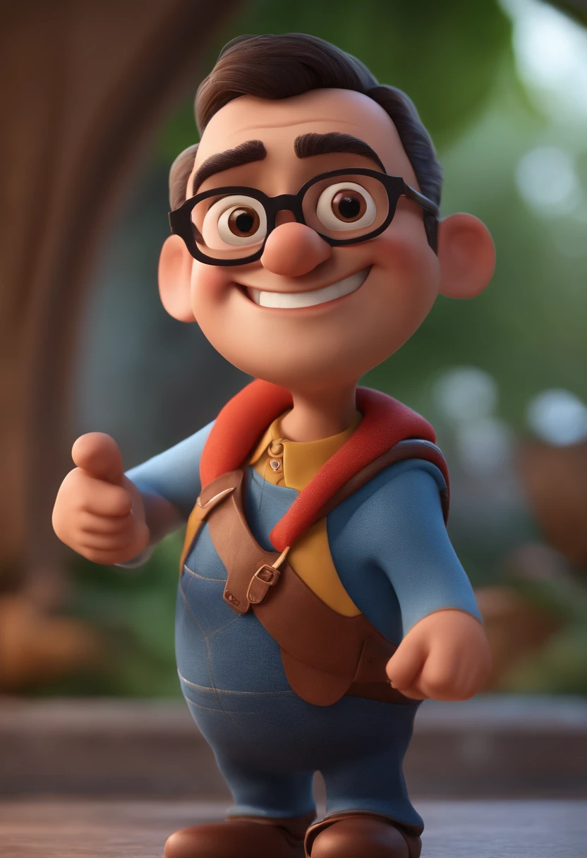 Cartoon character of a man with black glasses and a blue shirt, animation character, Caractere estilizado, animation style rendering, 3D estilizado, Arnold Maya render, 3 d render stylized, toon render keyshot, Personagem 3D, Personagem 3D, 3d rendering stylized, 3 d character render, personagem de desenho animado, Personagem de close up, Pose de personagem, (Estilo Pixar) (master part:1.2) (Bokeh) (best quality) (pele detalhada) (textura detalhada) (8k) (argila) (Cinematic lighting) (foco nítido
