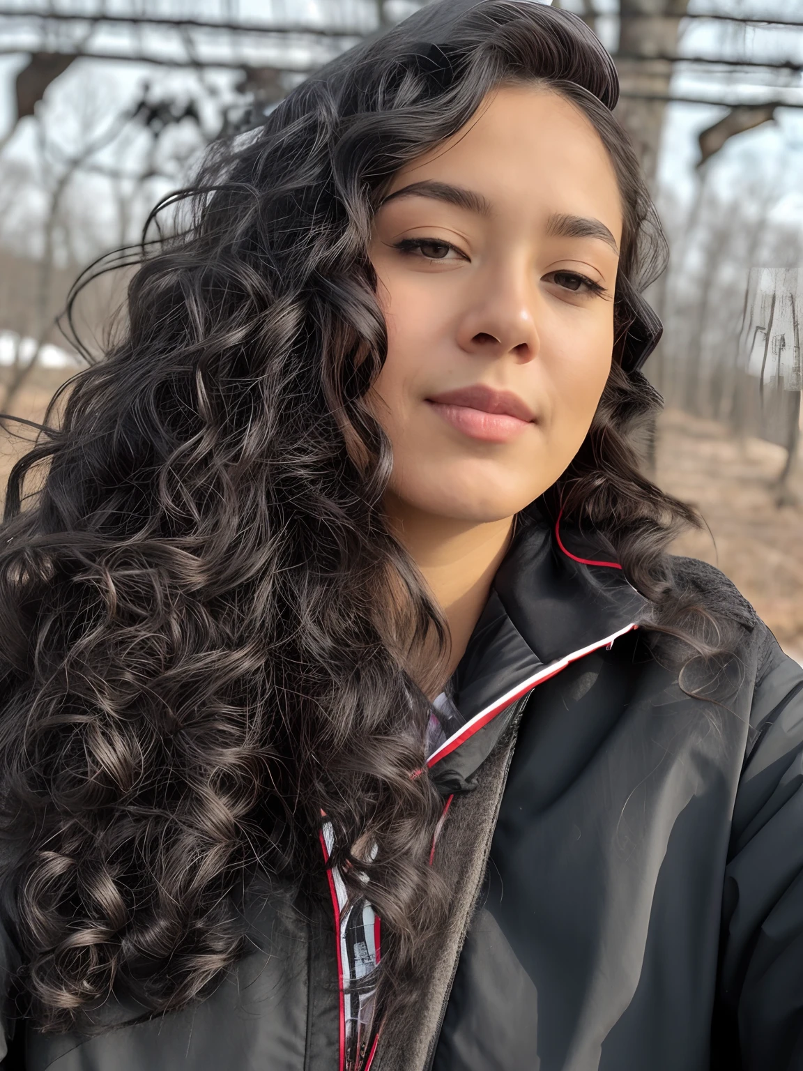 Wearing a hat, forest in the background, national style clothing