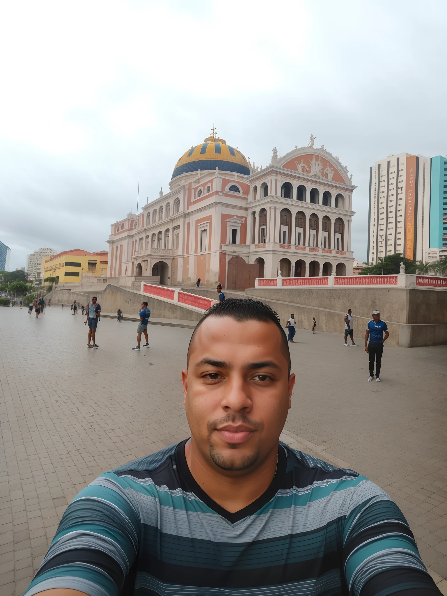 arafed man taking a selfie in front of a building, ronaldo luis nazario da lima, ronaldo nazario fenomeno, in a city with a rich history, in the middle of the city, salvador, ronaldo luis nazario de lima, caio santos, in sao paulo, inspired by Amadeo de Souza Cardoso, david rios ferreira