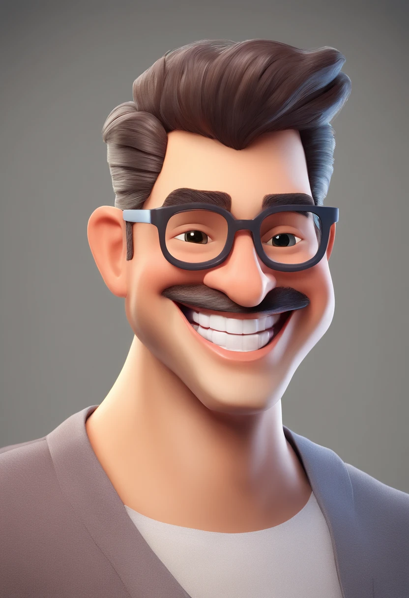 Smiling Man Illustration, sorriso insano, Homem de pele marrom com um sorriso gigante, happily smiling at the camera, sorriso atrevido, he's smiling, sorriso muito grande, Macho sorridente, foto de perfil headshot, rindo sorriso enorme, desenhando no estilo de Arte 3D, c4d, fundo de cor branco puro, estilo disney, estilo pixar render ilustracao Super Detalhe, 8k