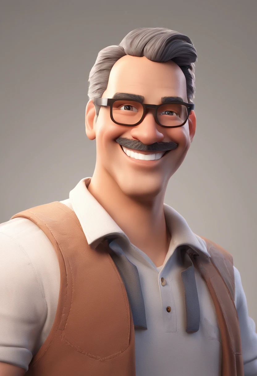 Smiling Man Illustration, sorriso insano, Homem de pele marrom com um sorriso gigante, happily smiling at the camera, sorriso atrevido, he's smiling, sorriso muito grande, Macho sorridente, foto de perfil headshot, rindo sorriso enorme, desenhando no estilo de Arte 3D, c4d, fundo de cor branco puro, estilo disney, estilo pixar render ilustracao Super Detalhe, 8k