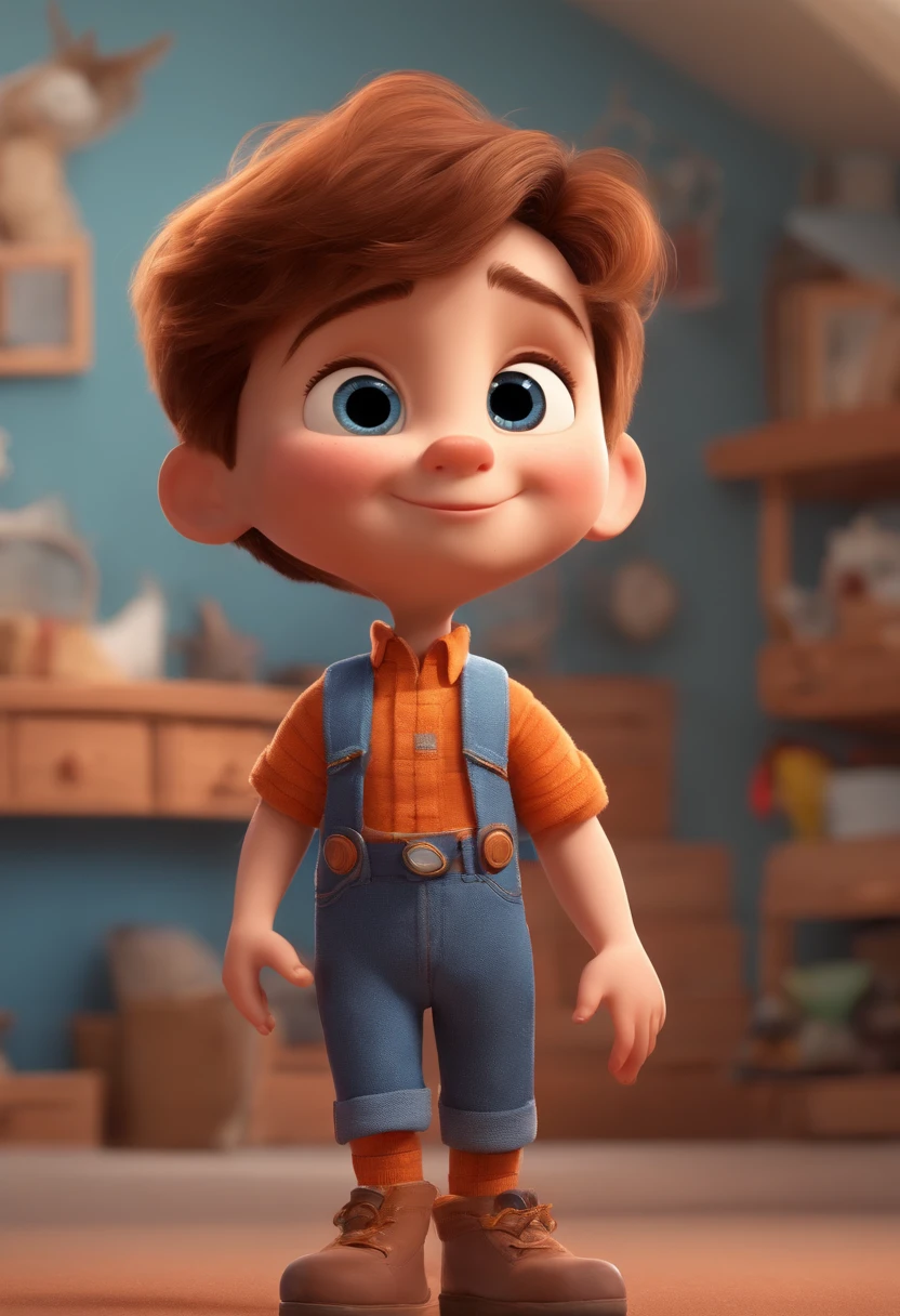a happy cute ??? standing short hair, vestindo uma fantasia espacial, , fundo branco, barnet, Tom, Estilo Pixar, ....3d, desenhos animados, rosto detalhado, asymmetrical 16k