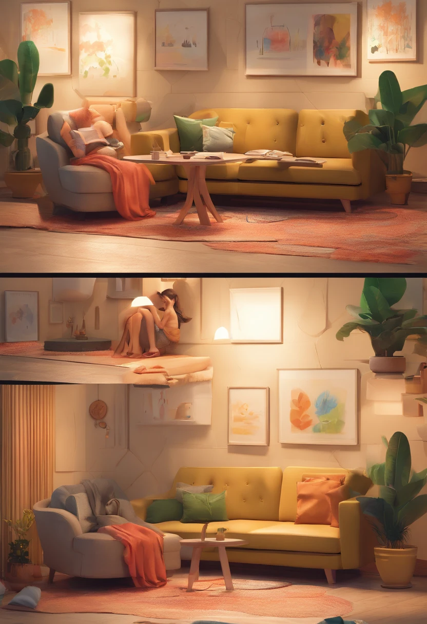 An illustration of an adorable couple, Destacando um homem e uma mulher com beleza, Expressive eyes – the man's hair is bald and brown and he has a full beard, While the woman's hair is tied up in a bun and blonde. They are a bright space, Todos com um sorriso no rosto, e compartilhe um momento especial, That is marked by love, viagem, and pedagogical insights. Ilustre esta cena a partir de uma perspectiva, where they're facing away from the camera, Show Your Connection. Desenvolva esta arte em Full HD, Focus on your cinematic touch, Estilo Disney Pixar Animations