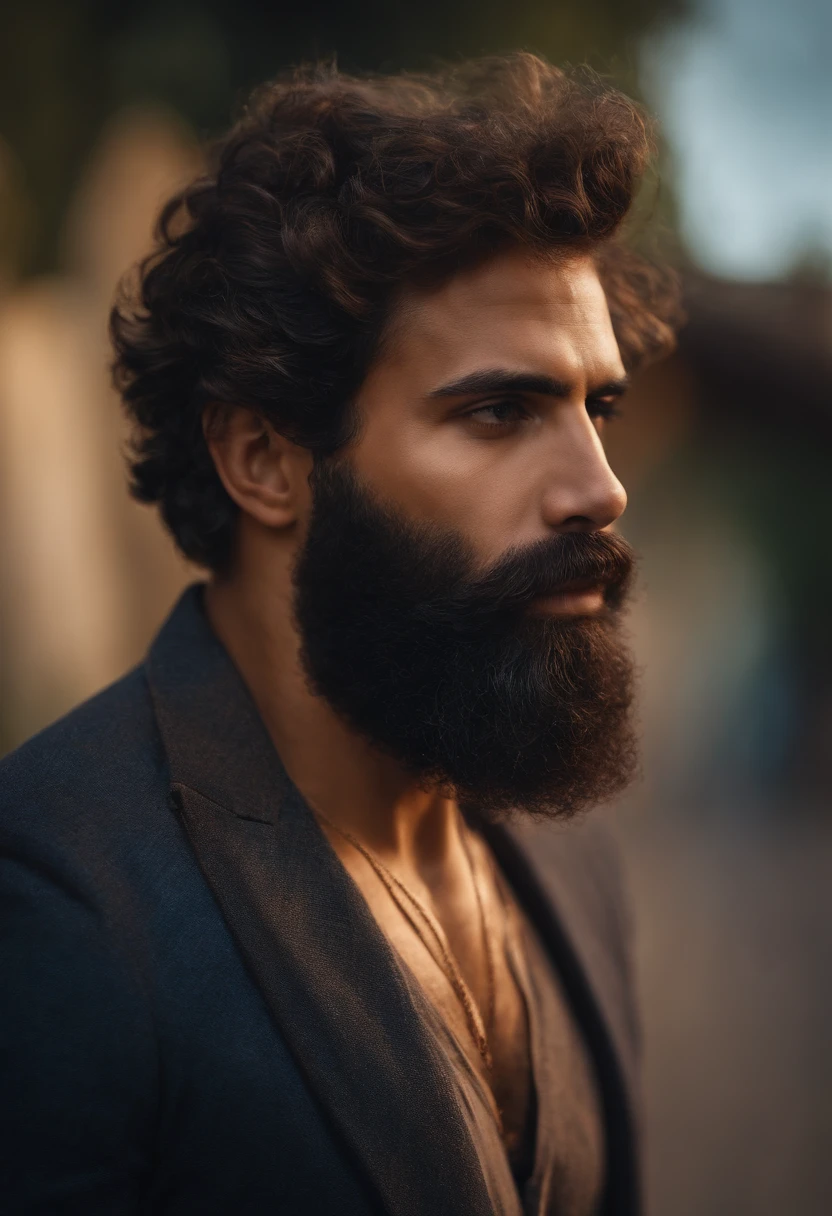 Homem de barba curta forte ensinando defesa pessoal