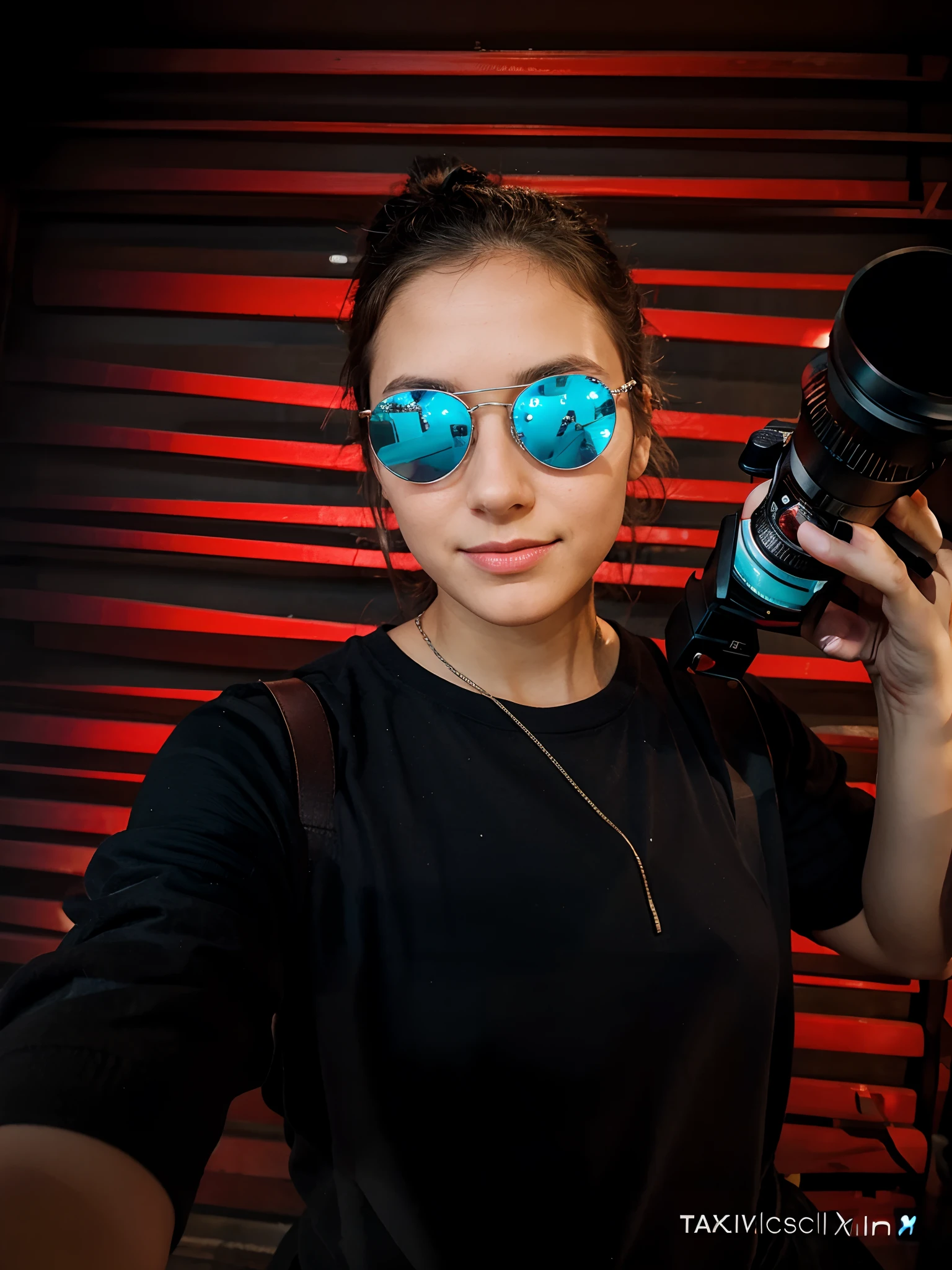 Cute photographer taking self