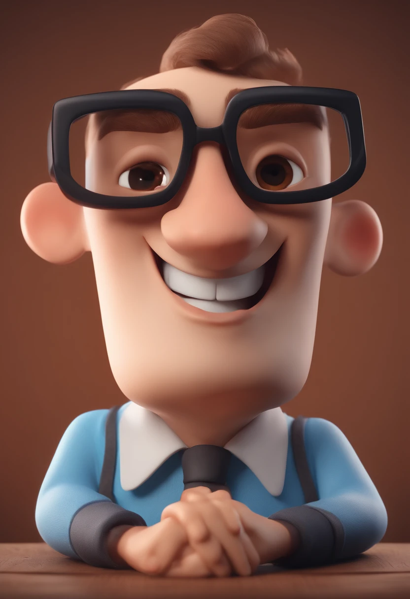 Cartoon character of a man with black glasses and a blue shirt, animation character, Caractere estilizado, animation style rendering, 3D estilizado, Arnold Maya render, 3 d render stylized, toon render keyshot, Personagem 3D, Personagem 3D, 3d rendering stylized, 3 d character render, personagem de desenho animado, Personagem de close up, Pose de personagem, (Estilo Pixar) (master part:1.2) (Bokeh) (best quality) (pele detalhada) (textura detalhada) (8k) (argila) (Cinematic lighting) (foco nítido