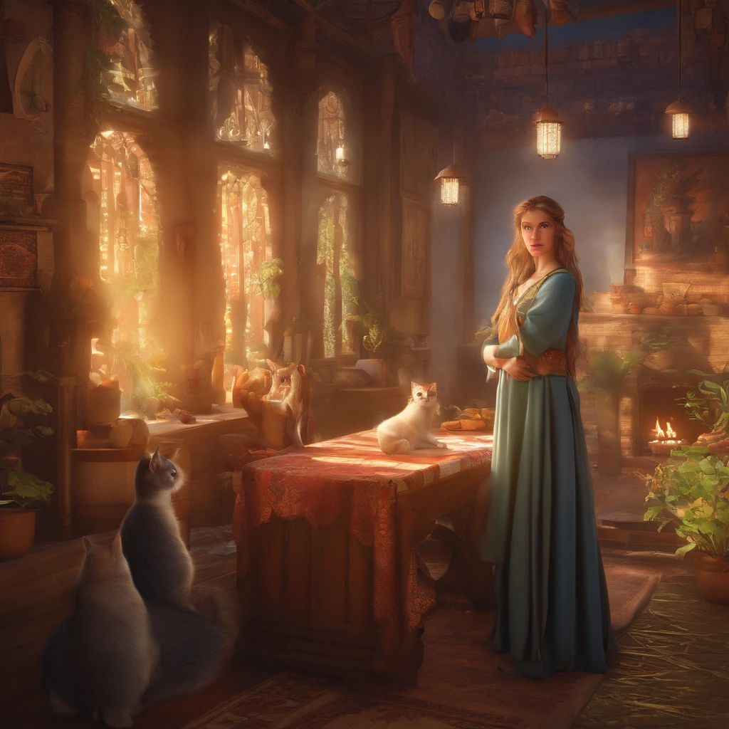 retrato do cartaz de masunya realista, (cor da pele roxa:1.1), orelhas de gato, sozinho, Directed by: Jeremy Lipking, Directed by: William Bouguereau, (Directed by: Alphonse Mucha:0.5), por d-art , SFW