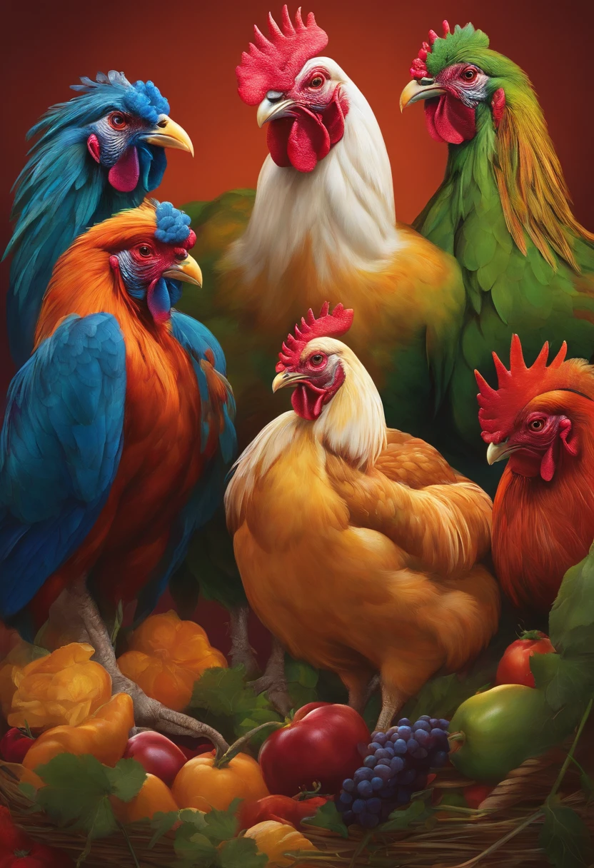 con pollos y cerdos
