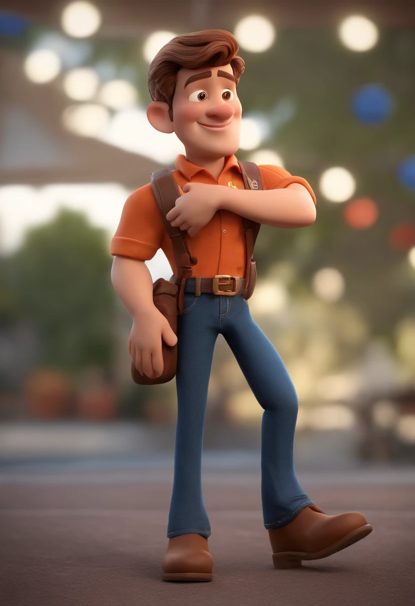 personagem dos desenhos animados de um homem e uma camisa polo, Jeans with 1,70m de altura , animation character, Caractere estilizado, animation style rendering, 3D estilizado, Arnold Maya render, 3 d render stylized, toon render keyshot, Personagem 3D, Personagem 3D, 3d rendering stylized, 3 d character render, personagem de desenho animado, Personagem de close up, Pose de personagem, (Estilo Pixar) (master part:1.2) (Bokeh) (melhor qualidade) (pele detalhada) (textura detalhada) (8k) (argila) (Cinematic lighting) (foco nítido