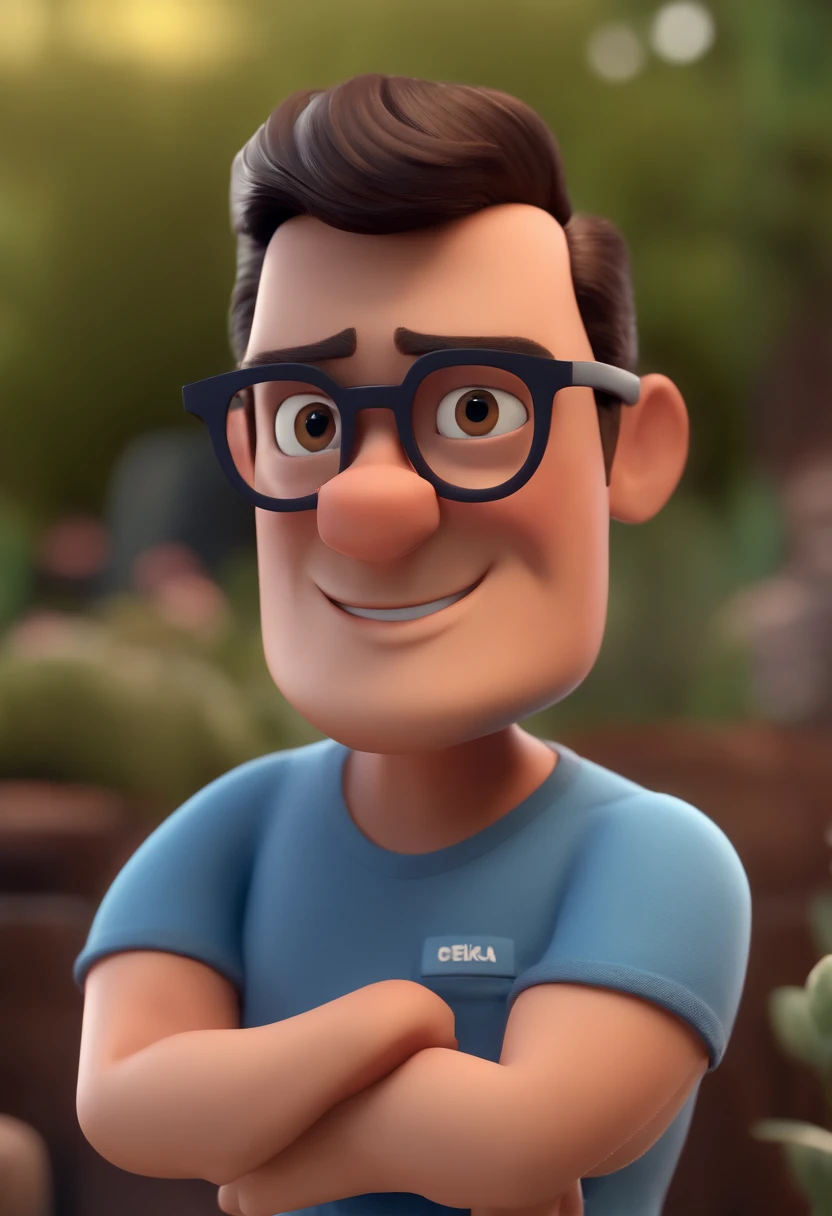 Cartoon character of a man with black glasses and a blue shirt, animation character, Caractere estilizado, animation style rendering, 3D estilizado, Arnold Maya render, 3 d render stylized, toon render keyshot, Personagem 3D, Personagem 3D, 3d rendering stylized, 3 d character render, personagem de desenho animado, Personagem de close up, Pose de personagem, (Estilo Pixar) (master part:1.2) (Bokeh) (best quality) (pele detalhada) (textura detalhada) (8k) (argila) (Cinematic lighting) (foco nítido