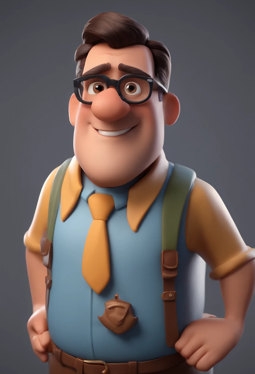 Cartoon character of a man with black glasses and a blue shirt, animation character, Caractere estilizado, animation style rendering, 3D estilizado, Arnold Maya render, 3 d render stylized, toon render keyshot, Personagem 3D, Personagem 3D, 3d rendering stylized, 3 d character render, personagem de desenho animado, Personagem de close up, Pose de personagem,  (Estilo Pixar) (master part:1.2) (Bokeh) (best quality) (pele detalhada) (textura detalhada) (8k) (argila) (Cinematic lighting) (foco nítido