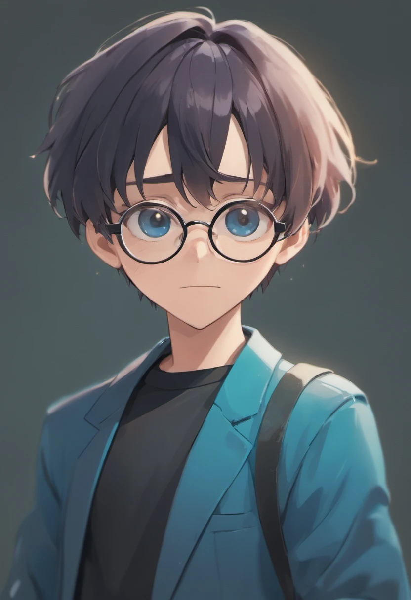 Cartoon character of a man wearing black glasses and a blue shirt, um personagem animado, Caractere estilizado, animation style rendering, 3D estilizado, Arnold Maya render, 3 d render stylized, toon render keyshot, Personagem 3D, Personagem 3D, 3d rendering stylized, 3 d character render, personagem de desenho animado, Personagem de close up, Pose de personagem, (Estilo Pixar) (master part:1.2) (Bokeh) (best quality) (pele detalhada) (textura detalhada) (8k) (argila) (Cinematic lighting) (foco nítido，Senta e vaza a parte superior do corpo