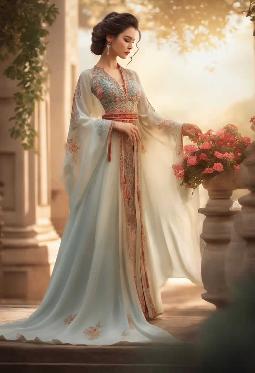 mulher arafed em um vestido azul com um cinto de ouro e um colar, 3 d render arte do caractere 8 k, Trend in CGTacing:, Chengwei Pan em ArtStation, inspirado em Lan Ying, 8K Artgerm Bokeh, 8k arte detalhada de alta qualidade, deviantart artstation cgscosiety, CGSetivity 8K, CGSetivity 8K