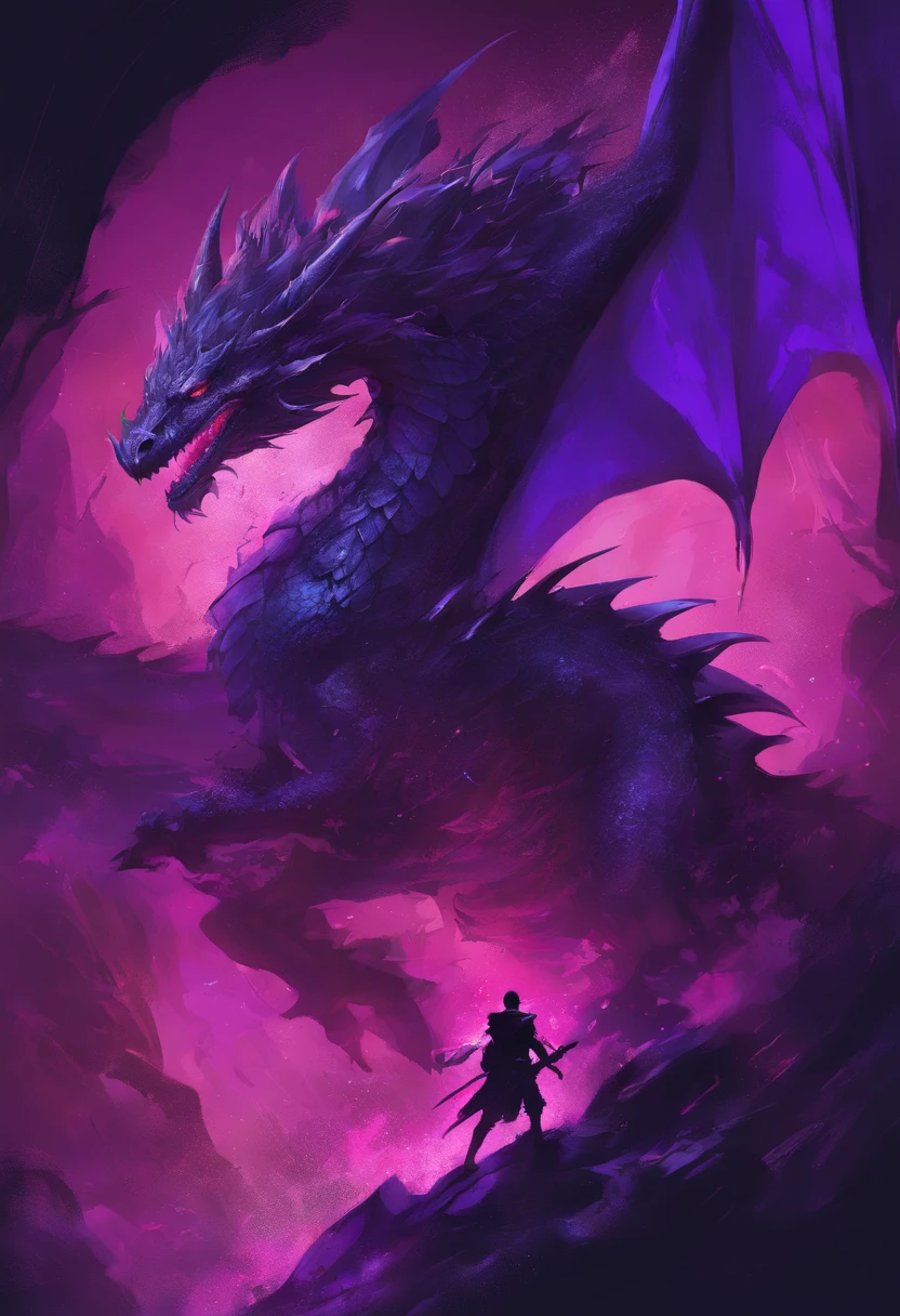 Splash art, A dragon with scarlet scales, ((purple background)), engolindo a lua, epic instagram, artstation, estilo splash de tinta colorida, contorno, hiperdetalhado intricadamente detalhado, motor irreal, genial, detalhes intrincados, tela inicial, cores complementares, conceito de fantasia arte, 8K分辨率, obra-prima do deviantart, oil-painting, pinceladas pesadas, pingos de tinta, splash arts
