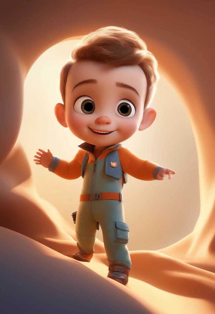 a happy cute kid standing short hair, vestindo uma fantasia espacial, , fundo branco, barnet, toon, estilo pixar, 3d, desenhos animados, rosto detalhado, asymmetrical 16khttps://seaart.ai/explore/detail/cl05enp4msbc545s7ef0