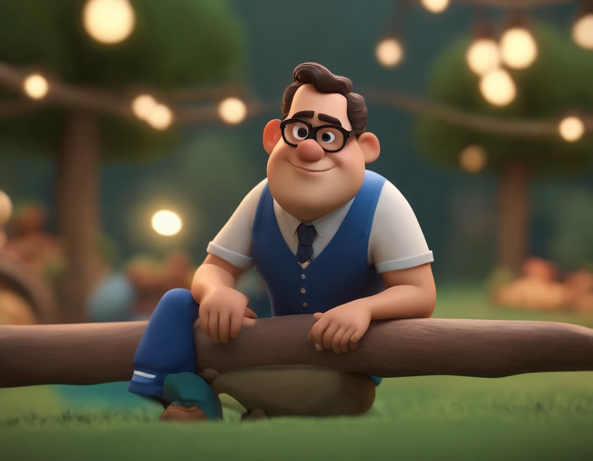Cartoon character of a man wearing black glasses and a blue shirt, um personagem animado, Caractere estilizado, animation style rendering, 3D estilizado, Arnold Maya render, 3 d render stylized, toon render keyshot, Personagem 3D, Personagem 3D, 3d rendering stylized, 3 d character render, personagem de desenho animado, Personagem de close up, Pose de personagem, (Estilo Pixar) (master part:1.2) (Bokeh) (best quality) (pele detalhada) (textura detalhada) (8k) (argila) (Cinematic lighting) (foco nítido,Senta e vaza a parte superior do corpo