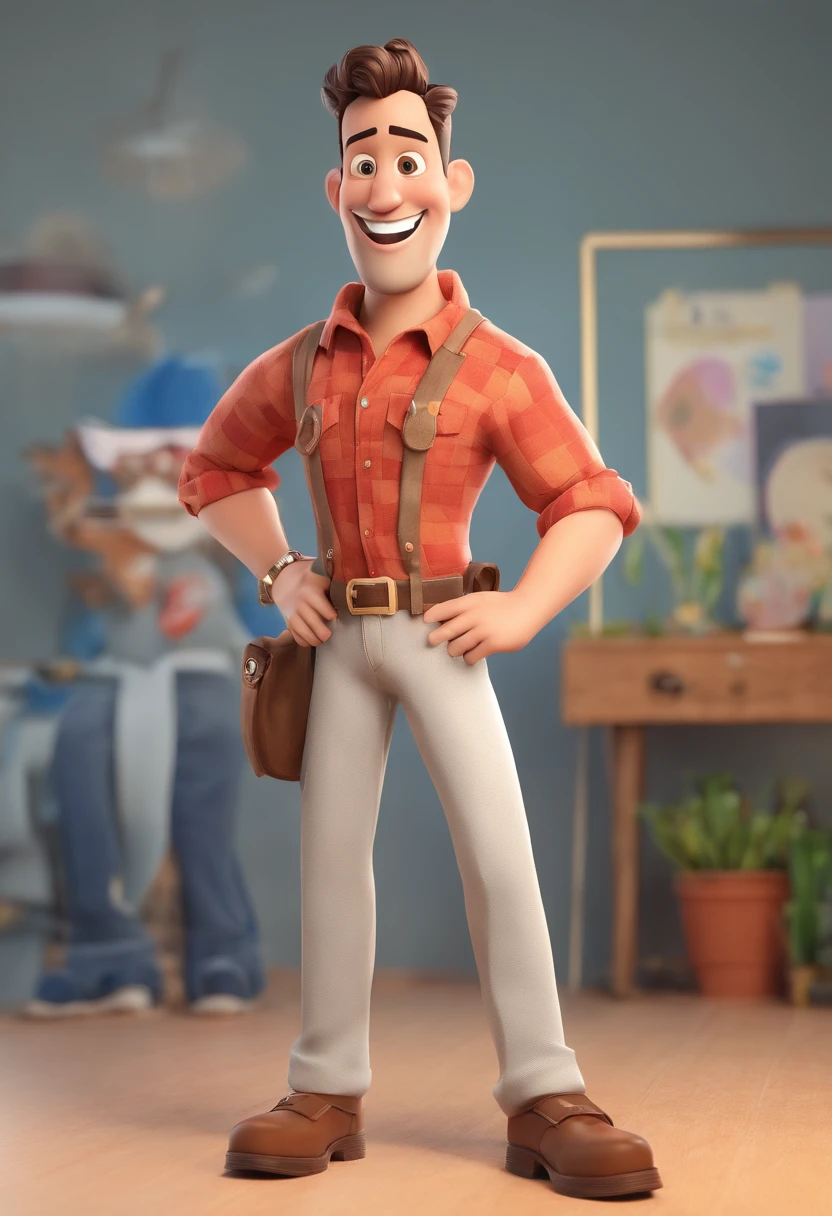 Smiling Man Illustration, sorriso insano, Homem de pele marrom com um sorriso gigante, happily smiling at the camera, sorriso atrevido, he's smiling, sorriso muito grande, Macho sorridente, foto de perfil headshot, rindo sorriso enorme, desenhando no estilo de Arte 3D, c4d, fundo de cor branco puro, estilo disney, estilo pixar render ilustracao Super Detalhe, 8k