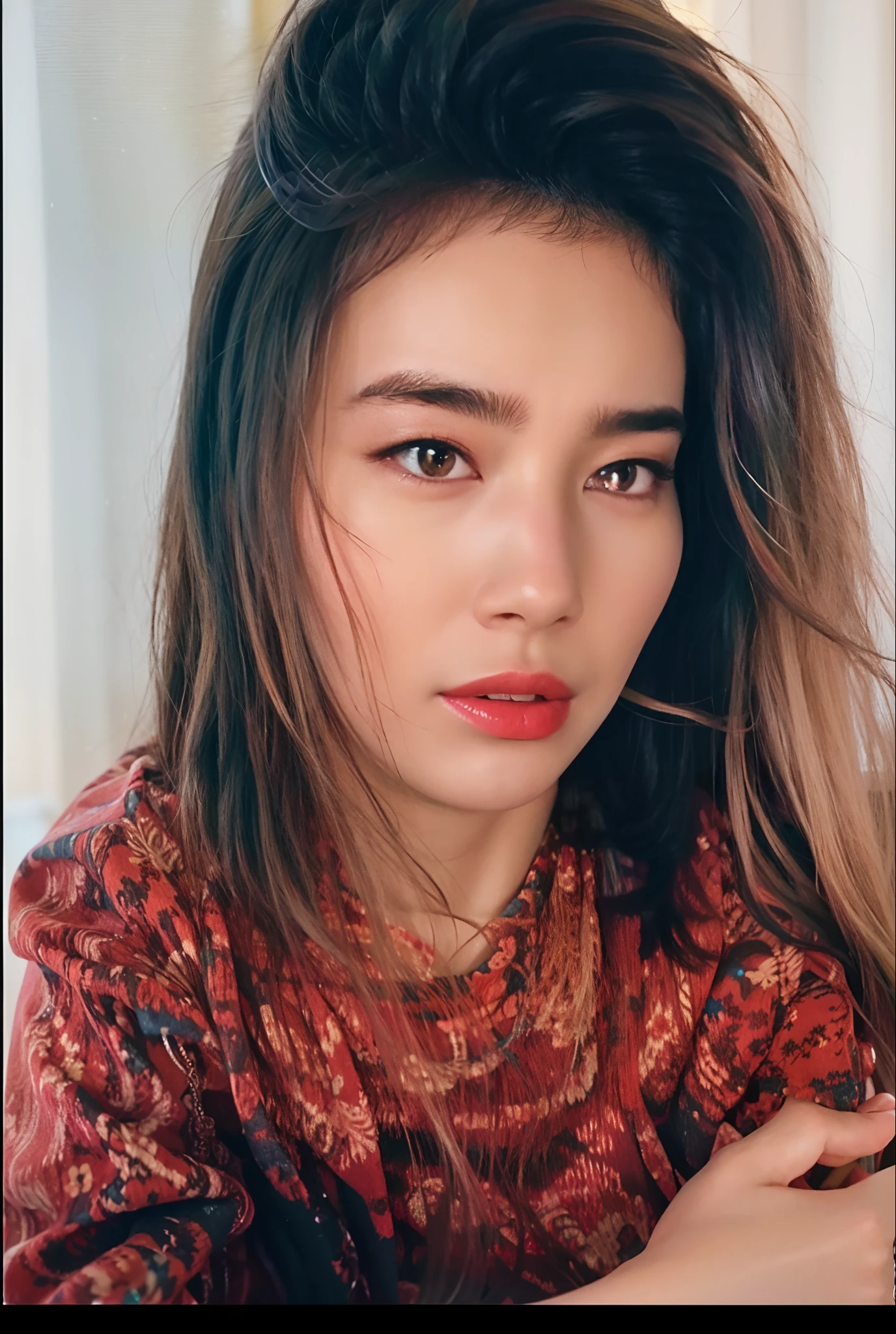 There's a woman with long hair holding a cell phone, Bjork, birch, Sofia Coppola, Dua Lipa, cosmic bjork, Bjork sorrindo, Malika Favre, Petra Cortright, Retrato Sabrina Lloyd, fernanda suarez, taken in the early 1990s, fechar 1 9 9 0, 80s, 8 0 s