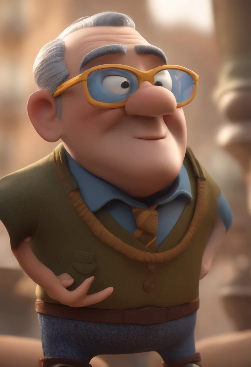 Cartoon character of a man with black glasses and a blue shirt, animation character, Caractere estilizado, animation style rendering, 3D estilizado, Arnold Maya render, 3 d render stylized, toon render keyshot, Personagem 3D, Personagem 3D, 3d rendering stylized, 3 d character render, personagem de desenho animado, Personagem de close up, Pose de personagem, (Estilo Pixar) (master part:1.2) (Bokeh) (best quality) (pele detalhada) (textura detalhada) (8k) (argila) (Cinematic lighting) (foco nítido