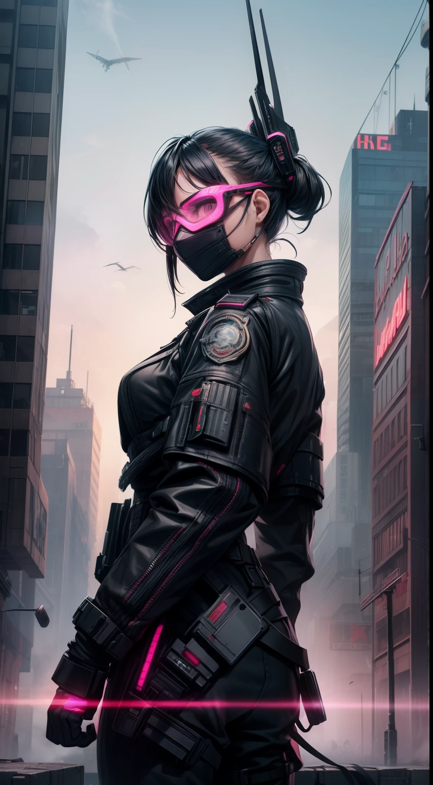 (best quality,4k,8k,highres,masterpiece:1.2),ultra-detailed,(realistic,photorealistic,photo-realistic:1.37),cyberpunk,airborne hot air balloons,night cityscape,giant LED billboards,dystopian,skyscrapers,bright neon lights,hovering vehicles,hauntingly beautiful,reflective surfaces,abandoned buildings,grimy alleyways,high-tech gadgets,futuristic fashion,cyborgs,enhanced vision,city covered in smog,thriving underground market,glowing cybernetic implants,bustling crowds,holographic advertisements,imposing skyline,majestic sunset,electric atmosphere,flashing neon signs,vivid color palette,augmented reality glasses,stealthy figures blending into shadows,technological advancements,airship docking stations,industrial factories polluting the skies,anarchy and rebellion,secrets lurking in every corner,mysterious masked individuals,advanced surveillance systems,action-packed chase scenes,monolithic corporations ruling the world,enchanted steampunk aesthetic,alternative reality,mesmerizing art installations